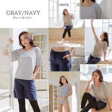 画像13: 体系カバー水着５点セット　Tシャツ　布帛サーフパンツ　レギンス　タンキニ上下セット運動服　ヨガ　スポーツウェア レディース セパレート タンキニ 半袖 5点セット  uvカット upf50+ プール 海 水陸両用 無地シンプル色展開　 (13)