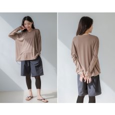 画像37: 体系カバー水着５点セット　Tシャツ　布帛サーフパンツ　レギンス　タンキニ上下セット運動服　ヨガ　スポーツウェア レディース ラッシュガード 上下セット 体型カバー セパレート タンキニ 長袖 レギンス uvカット upf50+ プール 海 水陸両用 無地シンプル色展開　 (37)