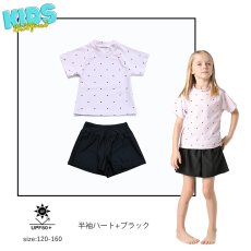 画像35: キッズ水着 セパレート 女の子 2点セット インナー付きショートパンツ インナー付きTシャツ 半袖 長袖 UVカット SPF50＋ かわいい おしゃれ 小学生　中学生　高校生 (35)