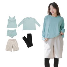 画像6: 体系カバー水着５点セット　Tシャツ　布帛サーフパンツ　レギンス　タンキニ上下セット運動服　ヨガ　スポーツウェア レディース ラッシュガード 上下セット 体型カバー セパレート タンキニ 長袖 レギンス uvカット upf50+ プール 海 水陸両用 無地シンプル色展開　 (6)