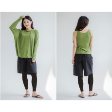 画像38: 体系カバー水着５点セット　Tシャツ　布帛サーフパンツ　レギンス　タンキニ上下セット運動服　ヨガ　スポーツウェア レディース ラッシュガード 上下セット 体型カバー セパレート タンキニ 長袖 レギンス uvカット upf50+ プール 海 水陸両用 無地シンプル色展開　 (38)