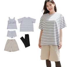 画像36: 半袖Tシャツと膝までロングショットパンツ、タンキニトップス、四角ショーツとレギンス　５点セット水着　水着 レディース 体型カバー タンキニ 5点 セット タンクトップ ショートパンツ Tシャツ ラッシュガード ママ水着 (36)