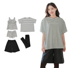 画像26: 半袖Tシャツと膝までロングショットパンツ、タンキニトップス、四角ショーツとレギンス　５点セット水着　水着 レディース 体型カバー タンキニ 5点 セット タンクトップ ショートパンツ Tシャツ ラッシュガード ママ水着 (26)