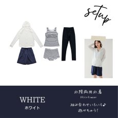 画像37: ファスナーつきラッシュバード とレギンスと布帛パンツとタンキニ上下セットの水着5点セット　水着 レディース ラッシュガード 上下セット 体型カバー セパレート タンキニ 長袖 5点セット フード付き ジップアップ レギンス uvカット upf50+ プール 海 水陸両用 (37)