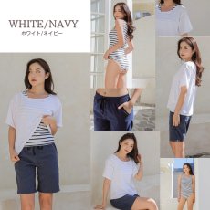 画像32: 体系カバー水着５点セット　Tシャツ　布帛サーフパンツ　レギンス　タンキニ上下セット運動服　ヨガ　スポーツウェア レディース セパレート タンキニ 半袖 5点セット  uvカット upf50+ プール 海 水陸両用 無地シンプル色展開　 (32)