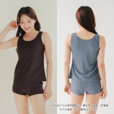 画像9: 18カラー展開水着 レディース セパレート タンキニ 上下セット 2点セット ブラトップ ショーツ プール 海 海水浴 サウナ 無地 シンプル ベーシック おしゃれ かわいい 可愛い 運動ウェア　裏地やパットつき　シンプルデザイン (9)
