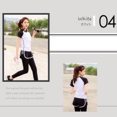 画像9: ヨガ2点セット ヨガウェア 上下セット レディース 体型カバー 半袖 Tシャツ ハイウエスト ヨガパンツ レギンス ピラティス トレーニング ジム スポーツウェア 吸汗速乾 伸縮通気 (9)