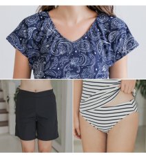 画像2: Tシャツとサーフパンツとボーダータンキニトプッスとショーツと水着4点セット (2)