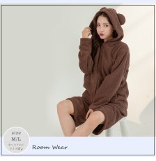 画像1: ZIP 猫耳フードパーカーとショットパンツセット (1)