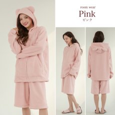 画像5: ZIP 猫耳フードパーカーとショットパンツセット (5)