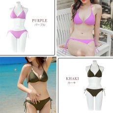 画像4: 12カラーBIKINIビキニセット ホルターネック 水着 セクシー ビキニ 3サイズ S〜L 上下セット レディース  カップ付き 紐ビキニ 定番ビキニ　シンプル水着 (4)