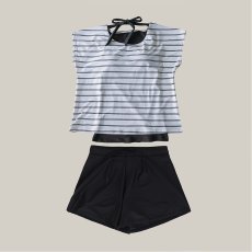 画像15: ビックサイズあり　レデイース水着 インナータンキニ付き 無地袖なしTシャツ インナーパンツ付き ショットパンツ 二点セット水着 UVカットレイヤード風 タンキニ セパレート ノンワイヤー パッド付き (15)