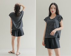 画像36: ビックサイズあり　レデイース水着 インナータンキニ付き 無地袖なしTシャツ インナーパンツ付き ショットパンツ 二点セット水着 UVカットレイヤード風 タンキニ セパレート ノンワイヤー パッド付き (36)