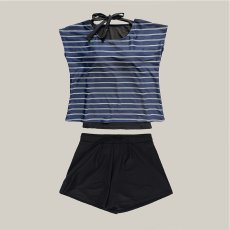 画像16: ビックサイズあり　レデイース水着 インナータンキニ付き 無地袖なしTシャツ インナーパンツ付き ショットパンツ 二点セット水着 UVカットレイヤード風 タンキニ セパレート ノンワイヤー パッド付き (16)