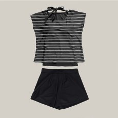 画像17: ビックサイズあり　レデイース水着 インナータンキニ付き 無地袖なしTシャツ インナーパンツ付き ショットパンツ 二点セット水着 UVカットレイヤード風 タンキニ セパレート ノンワイヤー パッド付き (17)