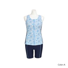 画像5: タンク 前ファスナー　レディース フィットネス セパレート 体型カバー フィットネス水着 水着スイムウェア めくれ防止 ビキニ 女の子 タンキニ インナー 競泳水着  (5)