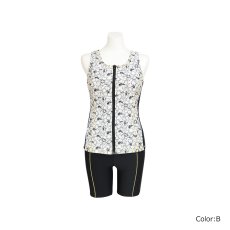 画像6: タンク 前ファスナー　レディース フィットネス セパレート 体型カバー フィットネス水着 水着スイムウェア めくれ防止 ビキニ 女の子 タンキニ インナー 競泳水着  (6)