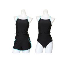 画像12: 三点セット水着　スポーツ　タンクフィットネス　水着セット スポーツ 競泳 練習用水着 タンク フィットネス 水着 レディース  セパレート ノースリ  セット めくれ防止 (12)