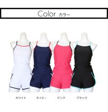 画像5: 三点セット水着　スポーツ　タンクフィットネス　水着セット スポーツ 競泳 練習用水着 タンク フィットネス 水着 レディース  セパレート ノースリ  セット めくれ防止 (5)