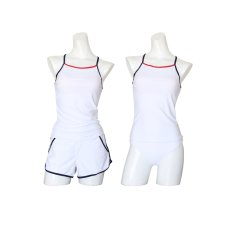 画像9: 三点セット水着　スポーツ　タンクフィットネス　水着セット スポーツ 競泳 練習用水着 タンク フィットネス 水着 レディース  セパレート ノースリ  セット めくれ防止 (9)