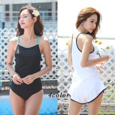 画像6: 三点セット水着　スポーツ　タンクフィットネス　水着セット スポーツ 競泳 練習用水着 タンク フィットネス 水着 レディース  セパレート ノースリ  セット めくれ防止 (6)