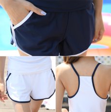 画像4: 三点セット水着　スポーツ　タンクフィットネス　水着セット スポーツ 競泳 練習用水着 タンク フィットネス 水着 レディース  セパレート ノースリ  セット めくれ防止 (4)