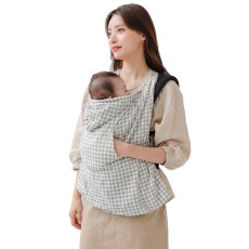 画像10:  抱っこ紐 ケープ UVカット 接触冷感 ひんやり ベビーケープ 春 夏 秋 ベビーカー ブランケット 日よけ ひよけカバー サイズ調整で虫よけにも 飛沫カット カバー クリップ取付 グレー ベージュ (10)
