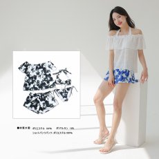 画像10: 体型カバー水着セット カップインタイプのタンキニ 脱ぎ着もしやすい水着 Tシャツ付 タンキニ水着4点セットモテカワ水着  パッド付 セットアップ 大人 2WAY素材　ママ水着　 (10)