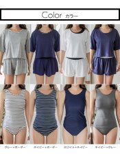 画像6:  体型カバーパンツとタンキニ4点水着セット　レディース水着 タンキニ水着 ラッシュガード 短パン4点セット 無地シンプル　温泉水着  ママ水着 おしゃれ サウナ水着 (6)