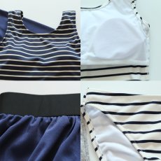 画像8:  体型カバーパンツとタンキニ4点水着セット　レディース水着 タンキニ水着 ラッシュガード 短パン4点セット 無地シンプル　温泉水着  ママ水着 おしゃれ サウナ水着 (8)