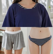 画像3:  体型カバーパンツとタンキニ4点水着セット　レディース水着 タンキニ水着 ラッシュガード 短パン4点セット 無地シンプル　温泉水着  ママ水着 おしゃれ サウナ水着 (3)