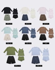 画像11: 体系カバー水着５点セット　Tシャツ　布帛サーフパンツ　レギンス　タンキニ上下セット運動服　ヨガ　スポーツウェア レディース ラッシュガード 上下セット 体型カバー セパレート タンキニ 長袖 レギンス uvカット upf50+ プール 海 水陸両用 無地シンプル色展開　 (11)