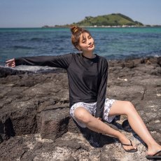画像16: レギンスセットの水着 レディース 体型カバー ラッシュガード  タンキニ タンクトップ 布帛ショートパンツ ショーツ【UPF50+ UVカット加工】【5点セット】【4点セット】 (16)