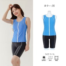 画像24: S〜5Lまで　スポーツ　タンクフィットネス　水着セット スポーツ 競泳 練習用水着 タンク フィットネス 水着 レディース フィットネス水着 セパレート ノースリ スイムキャップ セット めくれ防止  (24)