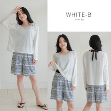 画像25: 長袖トップス＆ミドルパンツ　インナー付き一体型 水着 2点セット 水陸両用 水着 レディース 体型カバー 上下セット セット セパレート 　UVカット  ギフト トップス Tシャツ パンツ 大きいサイズ 可愛い プレゼント 無地 シンプル かわいい  (25)