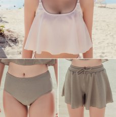 画像3: ラメ素材スカートフレア3点セット水着　水着レディース ビキニ ショートスカート 体型カバー 3点セット フレア バンドゥ グリッター水着 メタリック水着 リゾート　ワイヤー (3)