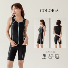 画像9: S〜5Lまで　スポーツ　タンクフィットネス　水着セット スポーツ 競泳 練習用水着 タンク フィットネス 水着 レディース フィットネス水着 セパレート ノースリ スイムキャップ セット めくれ防止  (9)