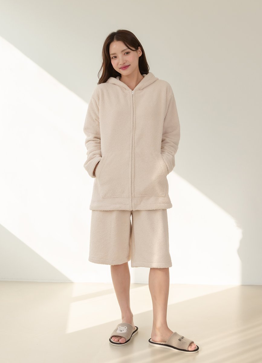画像12: ZIP 猫耳フードパーカーとショットパンツセット  ZIP 猫耳フードパーカーとショットパンツセットレデイースパジャマ　フードパーカーとショットパンツセット ルームウェア レディース パジャマ (12)