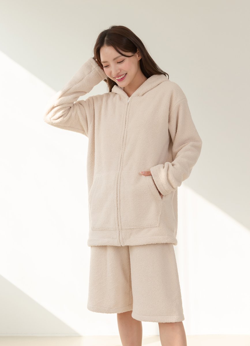 画像14: ZIP 猫耳フードパーカーとショットパンツセット  ZIP 猫耳フードパーカーとショットパンツセットレデイースパジャマ　フードパーカーとショットパンツセット ルームウェア レディース パジャマ (14)