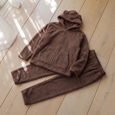 画像5: ZIP 猫耳フードパーカーとパンツセット レデイースパジャマ　フードパーカーとパンツセット ルームウェア レディース パジャマ もこもこ パーカー & ロングパンツ 上下 2点 セット (5)