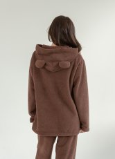 画像25: ZIP 猫耳フードパーカーとパンツセット レデイースパジャマ　フードパーカーとパンツセット ルームウェア レディース パジャマ もこもこ パーカー & ロングパンツ 上下 2点 セット (25)