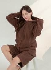 画像20: ZIP 猫耳フードパーカーとショットパンツセット  ZIP 猫耳フードパーカーとショットパンツセットレデイースパジャマ　フードパーカーとショットパンツセット ルームウェア レディース パジャマ (20)