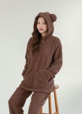 画像26: ZIP 猫耳フードパーカーとパンツセット レデイースパジャマ　フードパーカーとパンツセット ルームウェア レディース パジャマ もこもこ パーカー & ロングパンツ 上下 2点 セット (26)