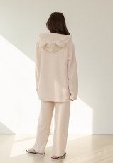 画像19: ZIP 猫耳フードパーカーとパンツセット レデイースパジャマ　フードパーカーとパンツセット ルームウェア レディース パジャマ もこもこ パーカー & ロングパンツ 上下 2点 セット (19)
