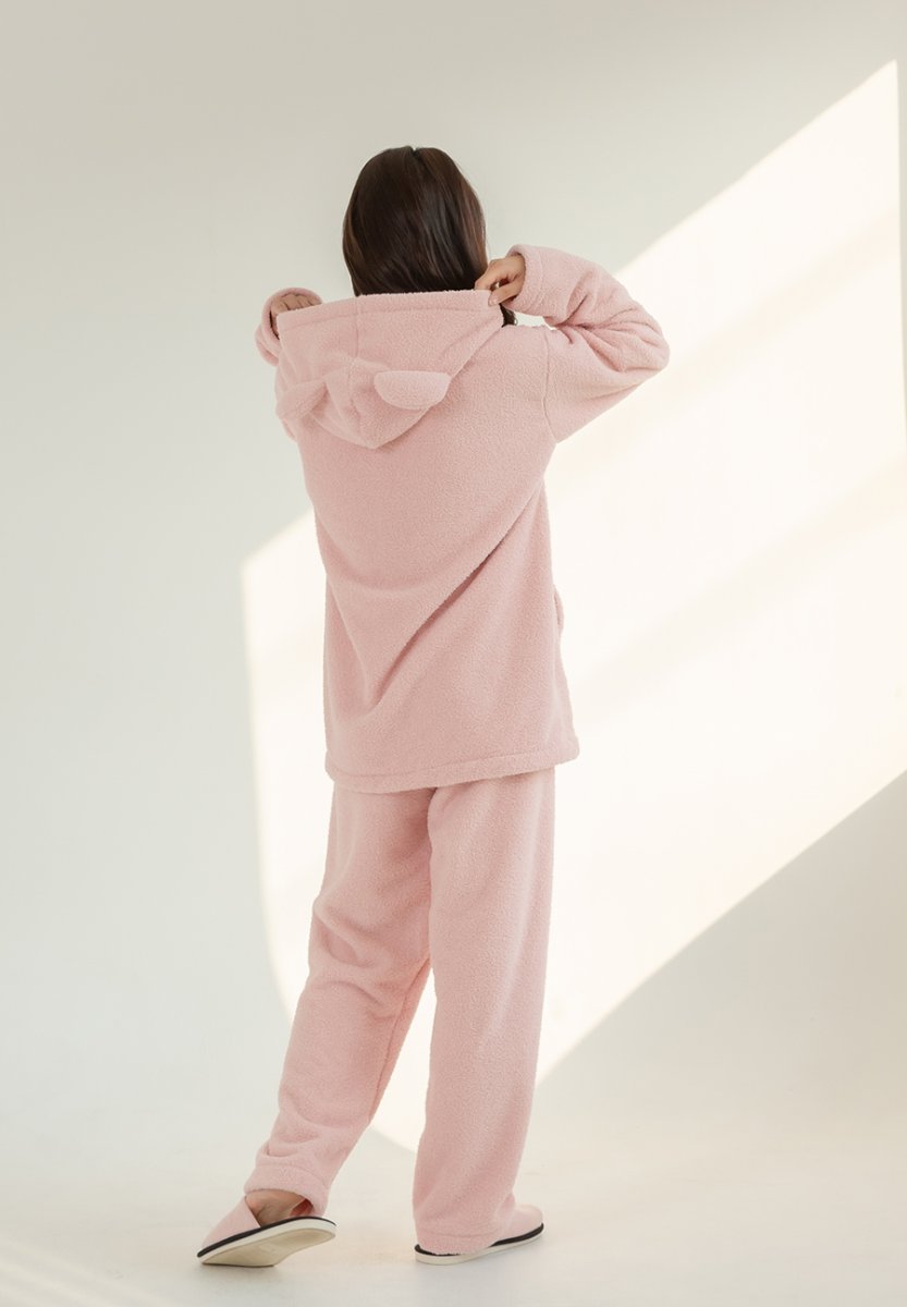 画像22: ZIP 猫耳フードパーカーとパンツセット レデイースパジャマ　フードパーカーとパンツセット ルームウェア レディース パジャマ もこもこ パーカー & ロングパンツ 上下 2点 セット (22)