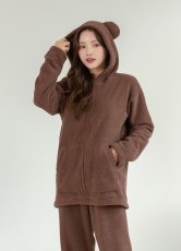 画像24: ZIP 猫耳フードパーカーとパンツセット レデイースパジャマ　フードパーカーとパンツセット ルームウェア レディース パジャマ もこもこ パーカー & ロングパンツ 上下 2点 セット (24)