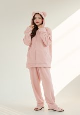 画像21: ZIP 猫耳フードパーカーとパンツセット レデイースパジャマ　フードパーカーとパンツセット ルームウェア レディース パジャマ もこもこ パーカー & ロングパンツ 上下 2点 セット (21)