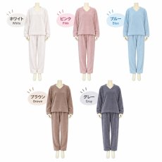 画像36: 着る毛布　モコモコレディース　Vネックとロングズボンセット パジャマ レディース もこもこ ルームウェア 長袖 上下セット 着る毛布厚手 あったか ゆったり 可愛い オシャレ 部屋着 冬用 (36)